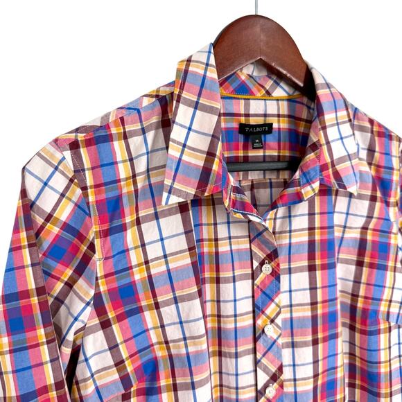 Talbots Medium Plaid Long Sleeve Button Up Blouse Shirt Top Formal Cozy Artsy - Picture 4 of 8